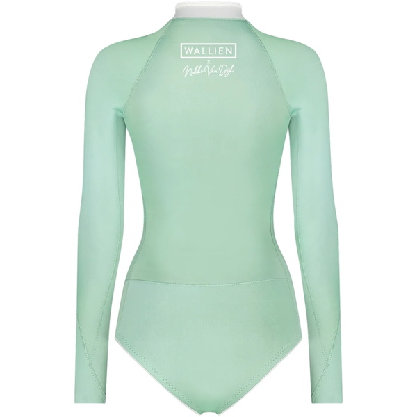 2026 Wallien Womens Nikki Van Dijk Bikini Cut 1mm Front Zip Springsuit Wetsuit 101006 - Aquamarine Gradient